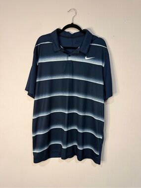 Nike Men’s Navy Polo golf with White Gradient Stripes